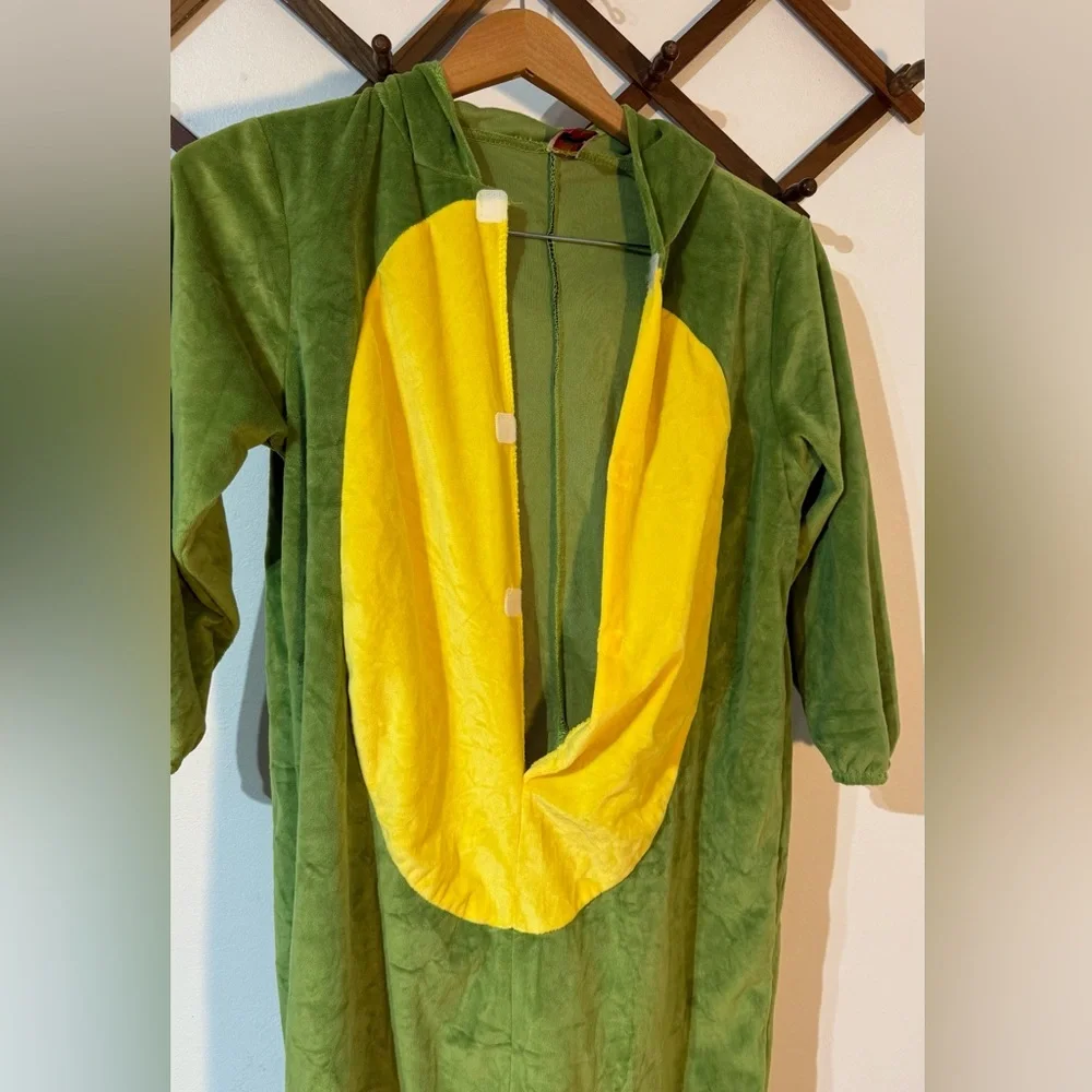 Dinosaur green and yellow Kids Costume size Large in EUC detachable tail hood